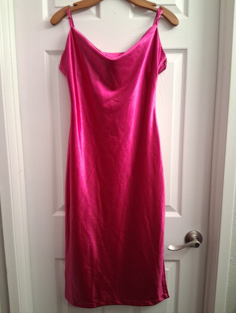 Satin Pink Dress Side Slit Medium